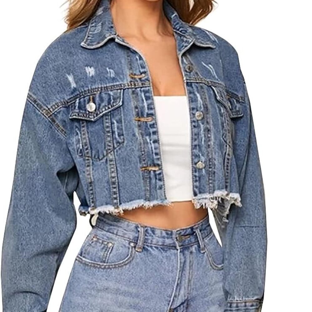 HH Jeans Vintage Super Cropped Cutoff Jean Jacket Size S